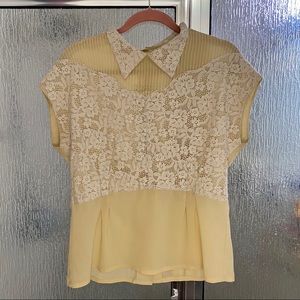 Retro Style Cream BB Dakota Blouse with Lace